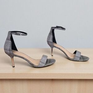 ALDO Jerania Black & White Plaid Ankle Strap Heels  Size 6.5